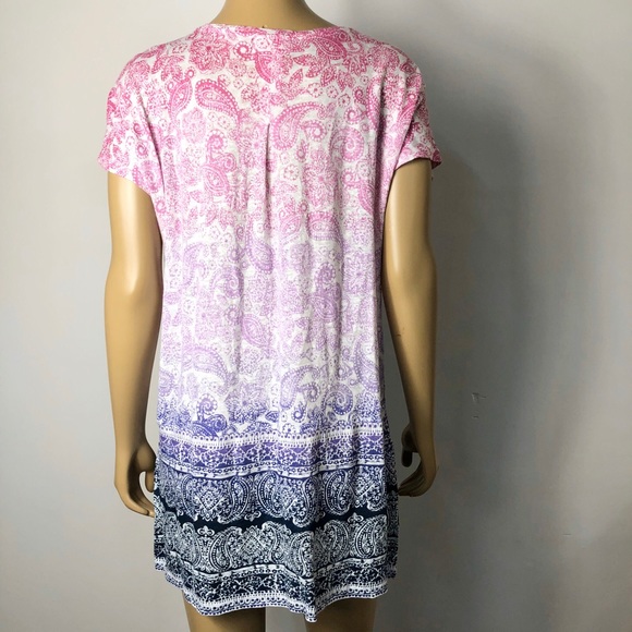 J. Jill love linen paisley print s/s  v-neck shirt - Picture 3 of 6